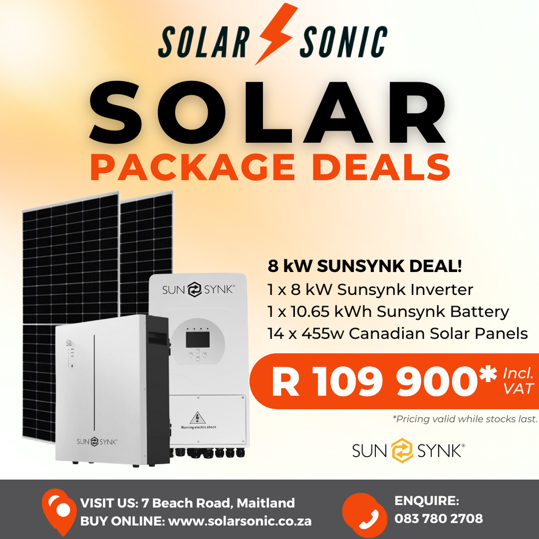 8 kW Sunsynk Solar Package Deal