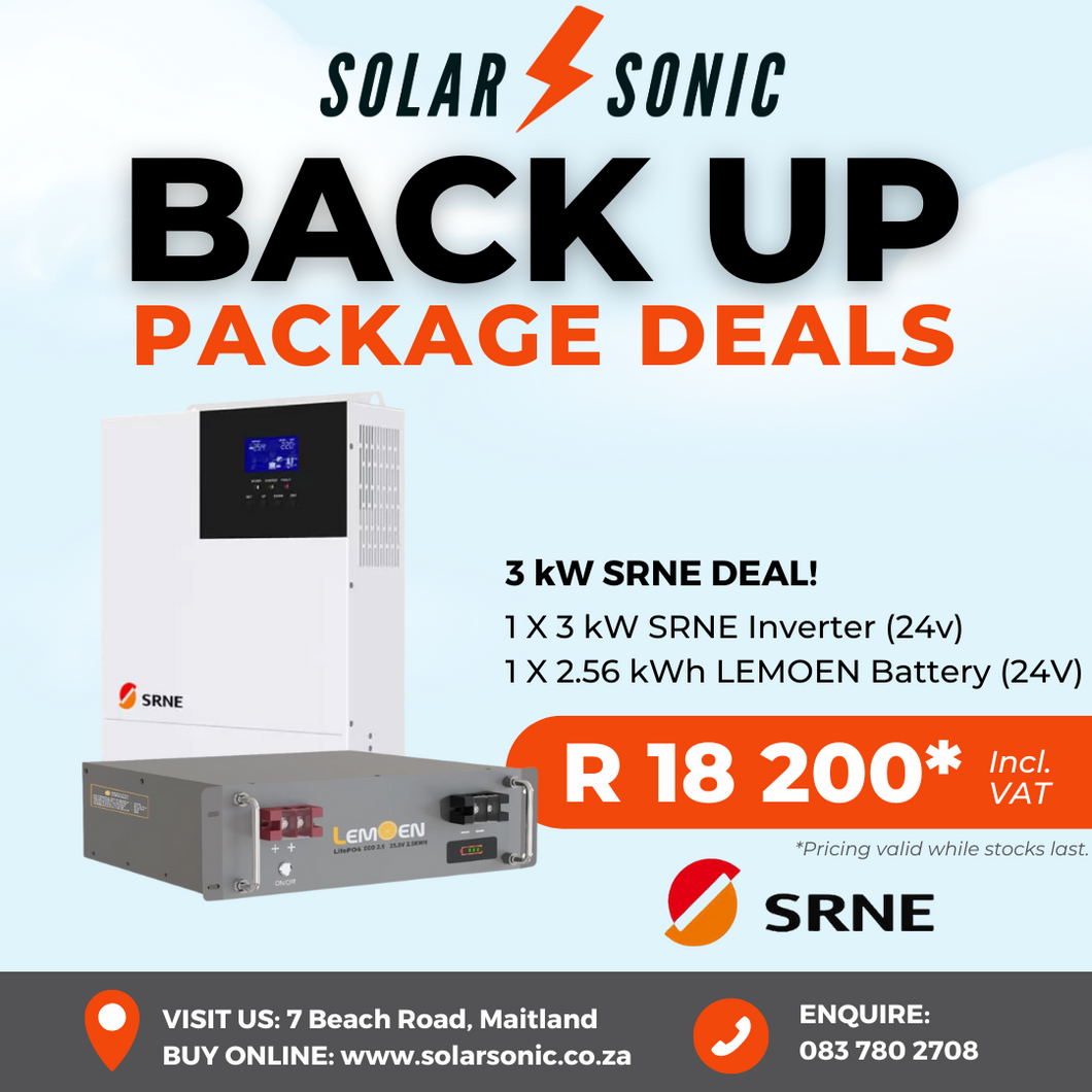 3 kW SRNE Inverter + Lemoen Battery Package Deal