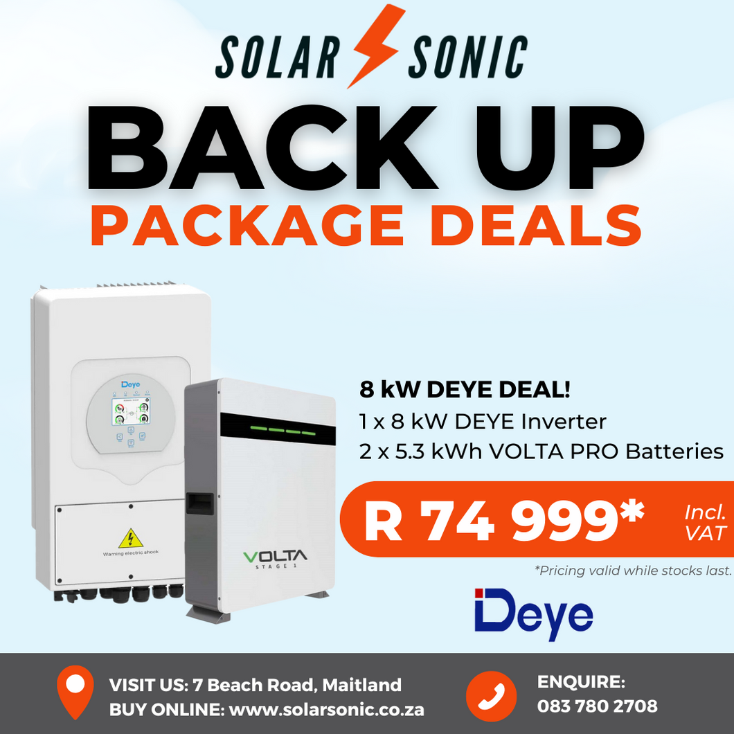 8 kW Deye Inverter + VOLTA PRO Battery Package Deal