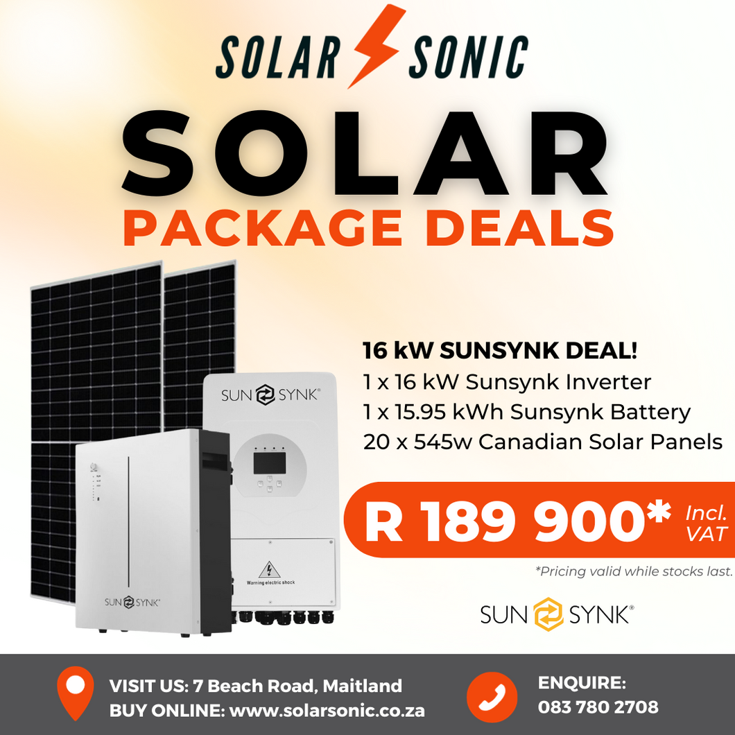 16 kW Sunsynk Solar Package Deal